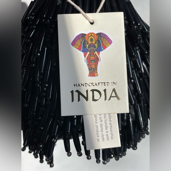Black Hand Crafted In India Evening Bag NWT - Picture 5 of 11